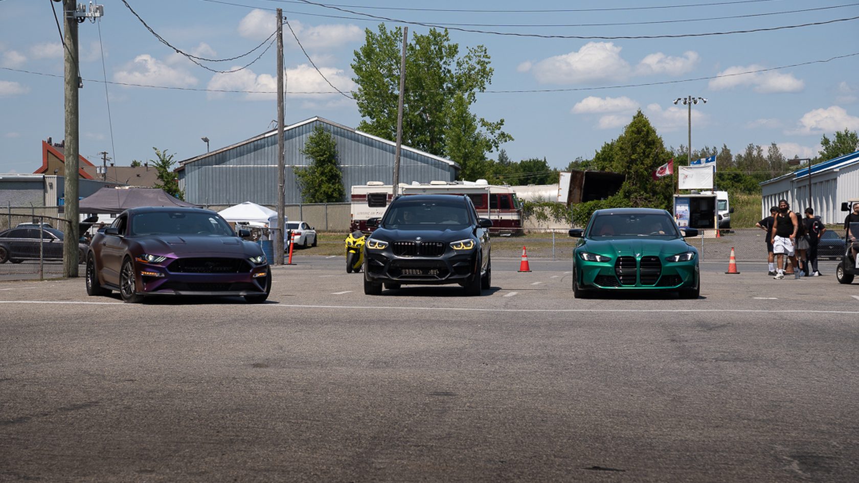 Cars staged in the pits
